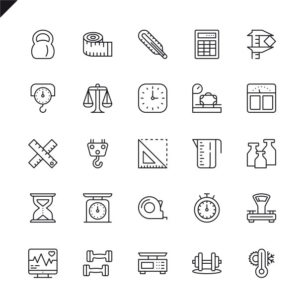 用细线测量元素图标图片下载