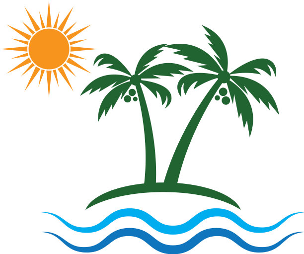 棕榈树夏季标志模板图片下载