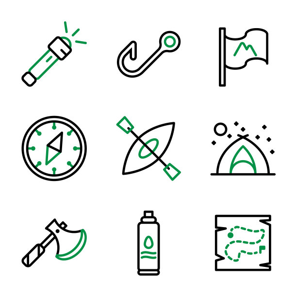 露营图标集大纲风格包括图片下载