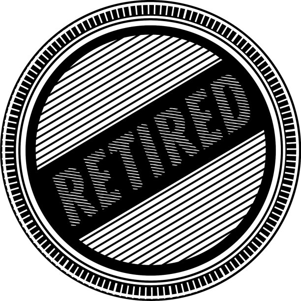 已退休的黑色邮票上的白色背景图片下载