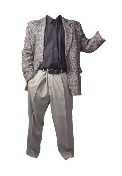 男性灰色夹克，衬衫和裤子孤立在白色背景。正式的西装图片下载