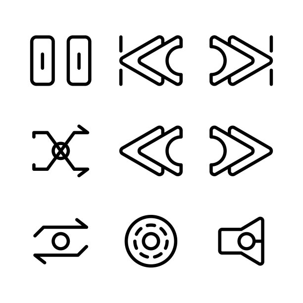 音乐和多媒体图标集大纲包括图片下载