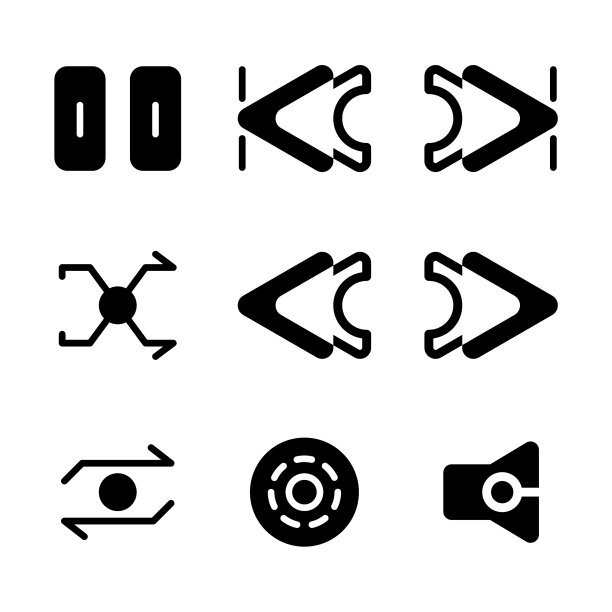 音乐和多媒体图标集字形包括图片下载