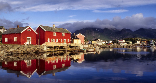 渔夫房屋、挪威。2019冠状病毒病:居家理念。图片下载
