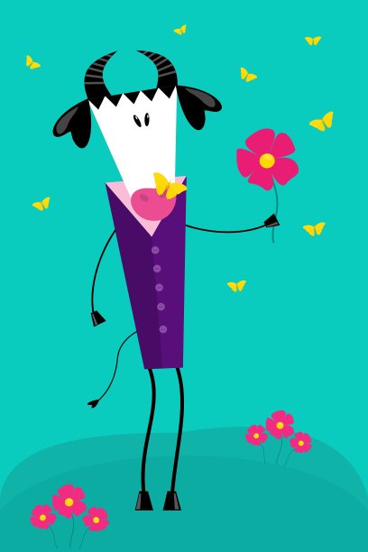 可爱的矢量插图与卡通梯形的黑白公牛或牛-中国新年2021年的象征。可以用于你的日历设计吗图片下载