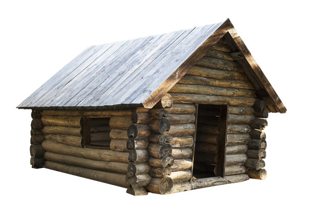 木屋孤立在白色上图片下载