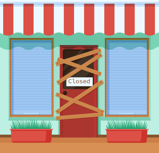 关闭废弃商店破产咖啡馆门图片下载