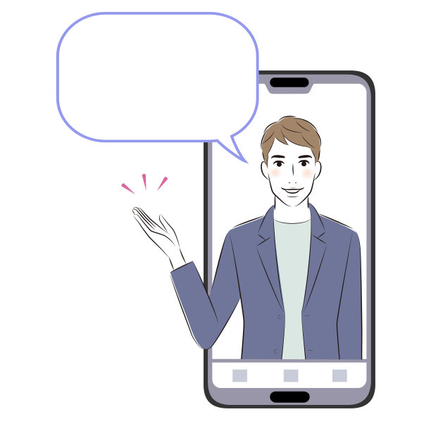 矢量图，一个男人在监视器上穿着夹克说话与讲话气球。图片下载