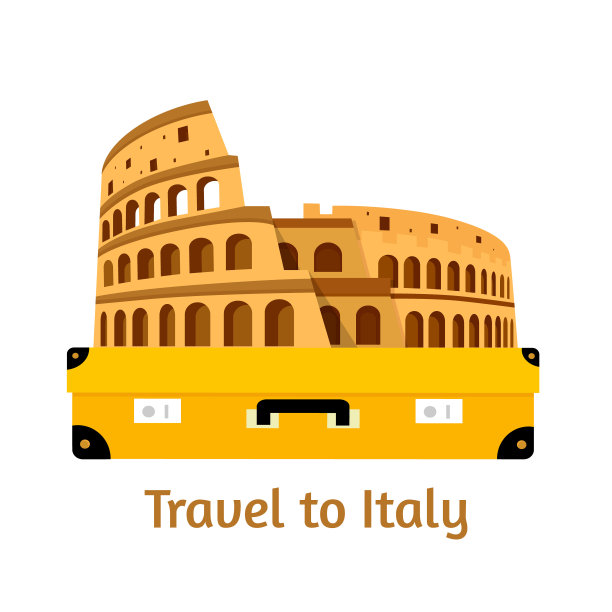 圆形竞技场的矢量图在旅行箱上。平的风格。图片下载