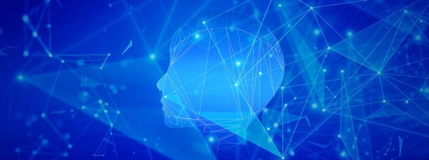 一个抽象的人的轮廓与科学技术的概念的3D插图图片下载