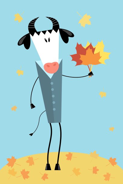 可爱的矢量插图与卡通梯形的黑白公牛或牛-中国新年2021年的象征。可以用于你的日历设计吗图片下载