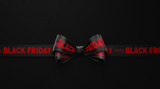 黑色背景上写着黑色丝带的黑色星期五快乐图片下载