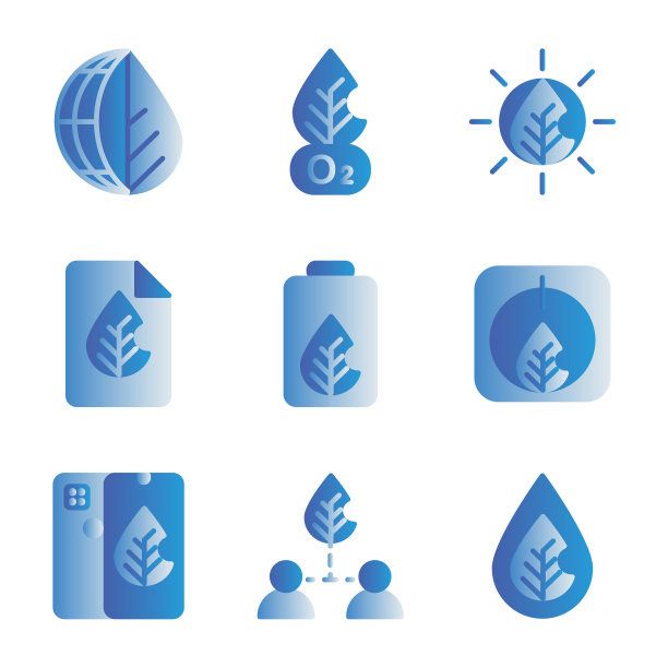 包括生态和自然的图标设置大纲图片下载