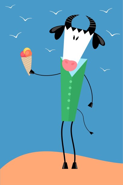 可爱的矢量插图与卡通梯形的黑白公牛或牛-中国新年2021年的象征。可以用于你的日历设计吗图片下载