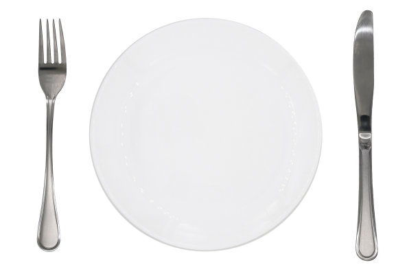 空盘子、叉、刀、餐具。在白色背景上隔离图片下载