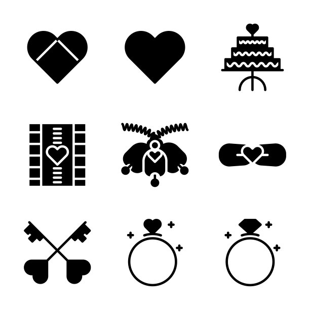 基本婚礼图标字形包括样式图片下载