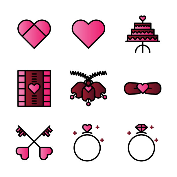 基本的婚礼图标包括图片下载