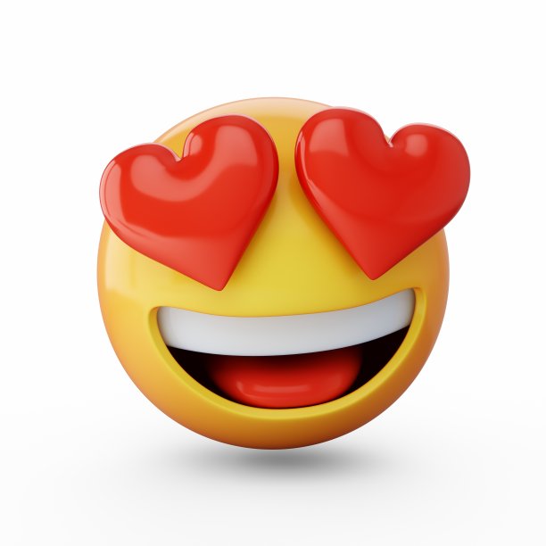 3D渲染坠入爱河的表情孤立在白色背景图片下载