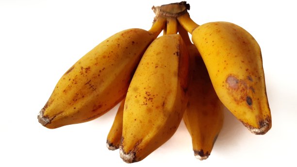 在白色背景下分离的成熟香蕉。图片下载