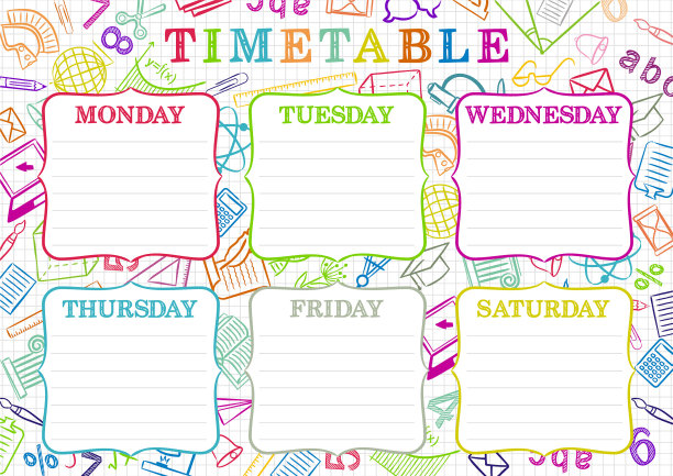 制作一份学校周时间表图片下载