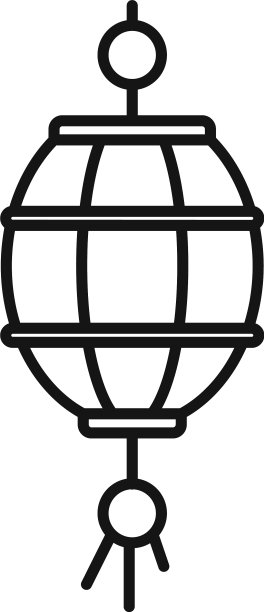 快乐的中国灯笼图标轮廓风格图片下载
