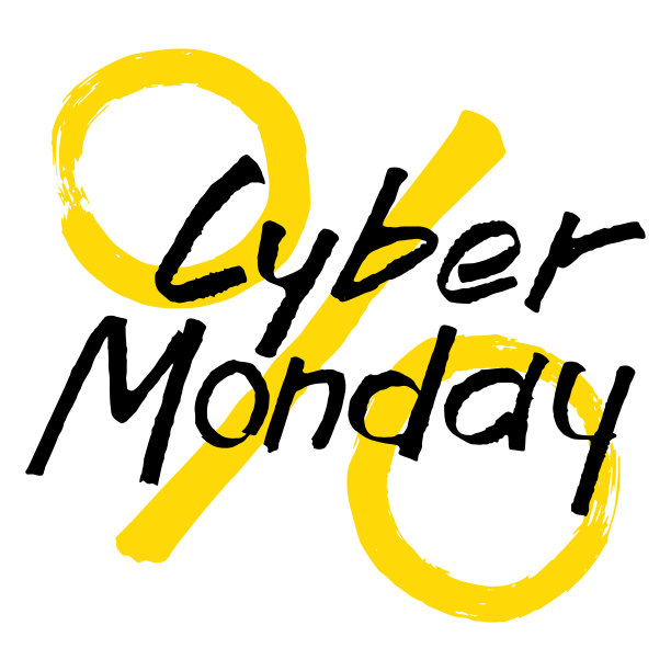 网络星期一手绘自定义字母文本白色背景，矢量插图。装饰、促销横幅、促销广告设计。黑色星期五矢量设计。销售时间矢量书法。图片下载