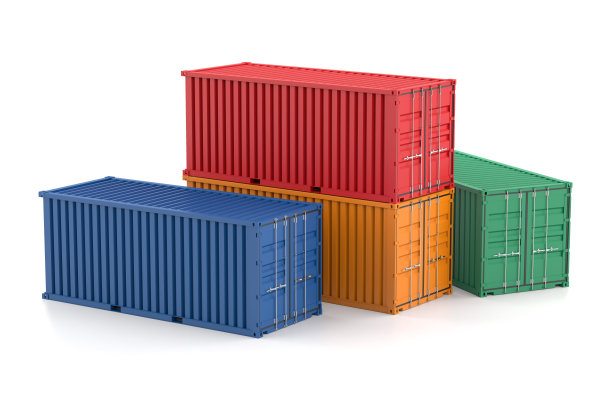 三个海运集装箱的堆叠。三维渲染图片下载