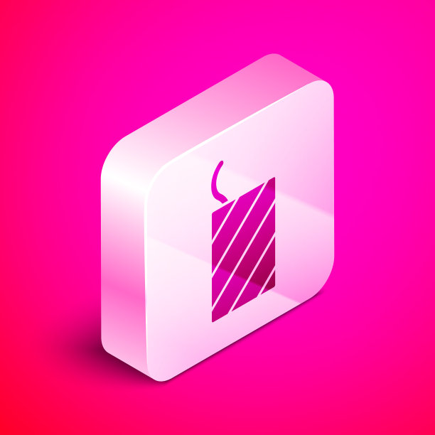 等距烟火火箭图标孤立在粉红色图片下载