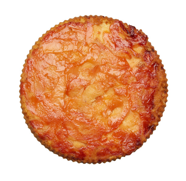 整个圆的烤派配上焦糖苹果片图片下载