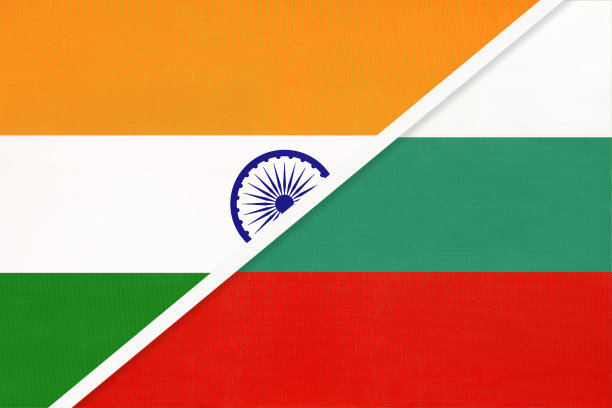 印度和保加利亚国旗象征纺织品。图片下载