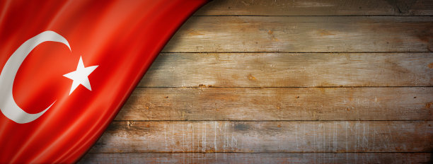 土耳其国旗上的复古木墙横幅图片下载