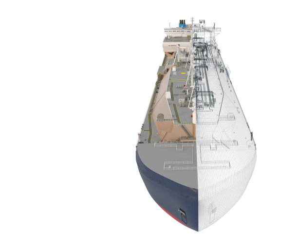 气体运输船的吃水和模型。3 d渲染。图片下载