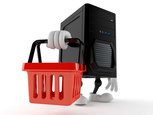 电脑人物提着购物篮图片下载