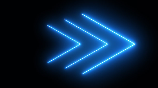 黑色背景上的蓝色霓虹箭头图片下载