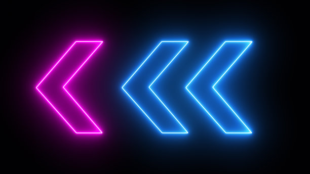 黑色背景上的蓝色和粉色霓虹箭头图片下载