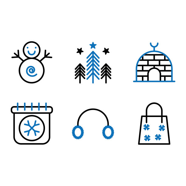 基本的冬季图标包括雪人冬季冻结图片下载