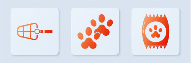 设爪印、狗嘴套、宠物袋装食品图片下载