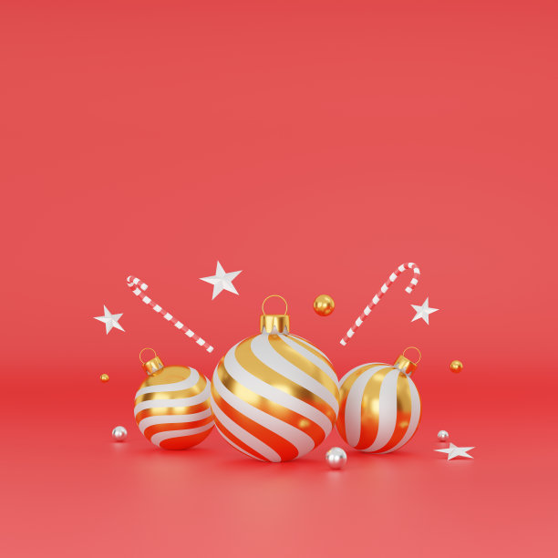 圣诞和新年快乐的背景与节日装饰和拷贝空间。三维演示图片下载