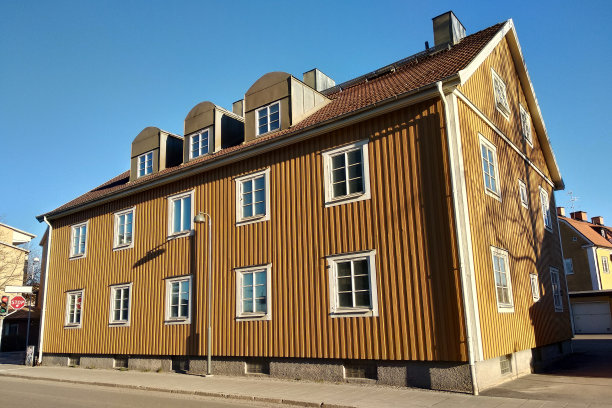 木屋两店在瑞典小镇。图片下载