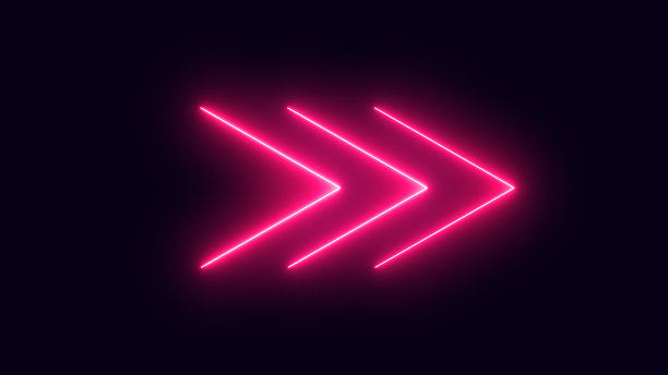 黑色背景上的粉色霓虹箭头图片下载