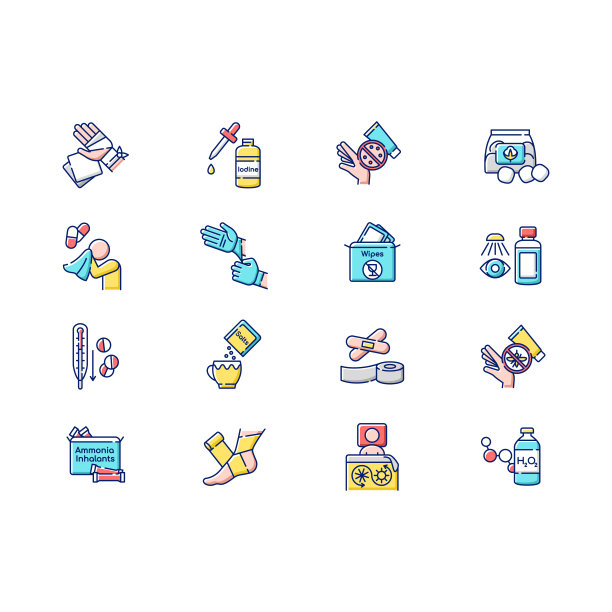 急救箱RGB颜色图标集图片下载