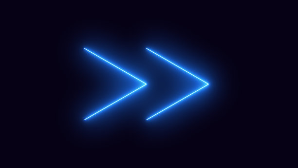 黑色背景上的蓝色霓虹箭头图片下载