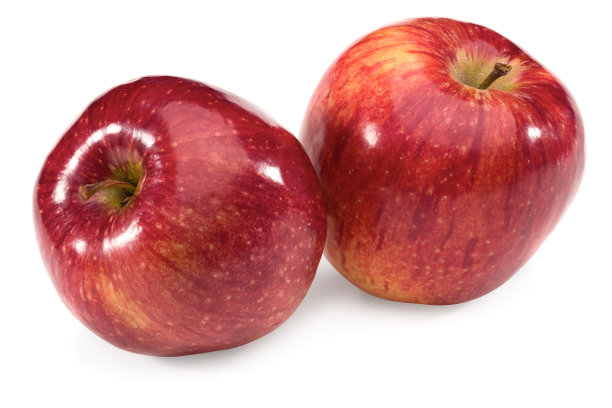 两个红苹果孤立在白色背景上。剪切路径。图片下载