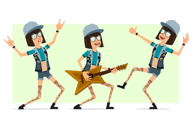 卡通扁潮女孩角色集图片下载