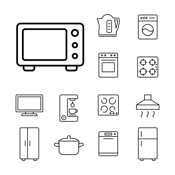微波炉家用电器图标集图片下载