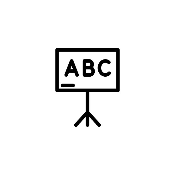 黑板与ABC字母行黑色图标图片下载