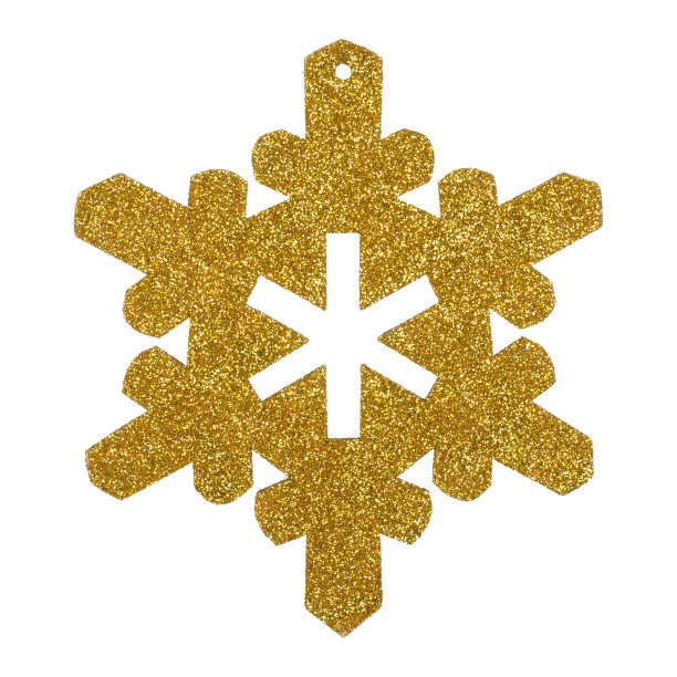 金色的雪花在白色的背景，股票照片，闪亮的圣诞玩具，孤立，庆祝，圣诞节，圣诞装饰图片下载