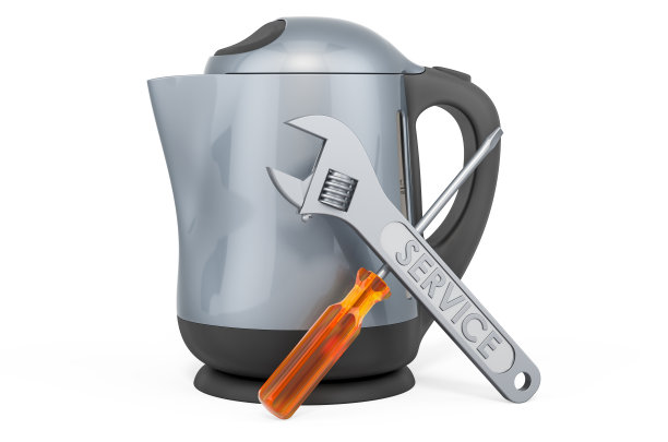 电水壶的维修和服务，白色背景上的3D渲染隔离图片下载