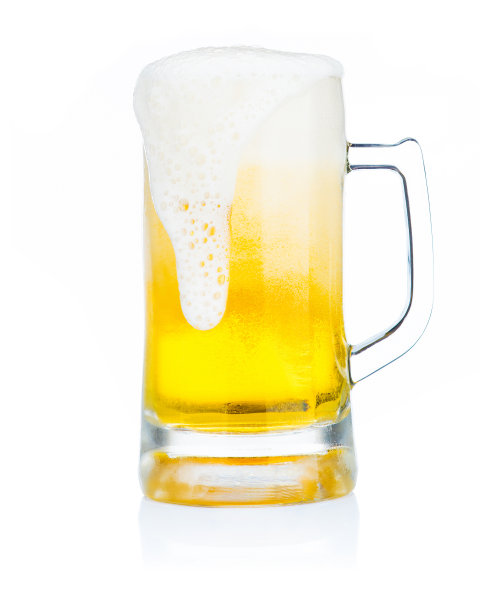 杯啤酒与泡沫玻璃隔离在白色背景的食品饮料对象设计图片下载