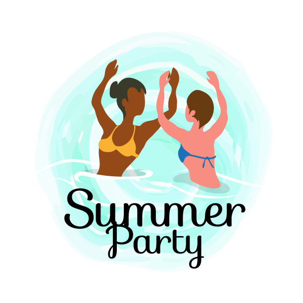 夏日派对，女孩在海洋中跳舞，夏天图片下载